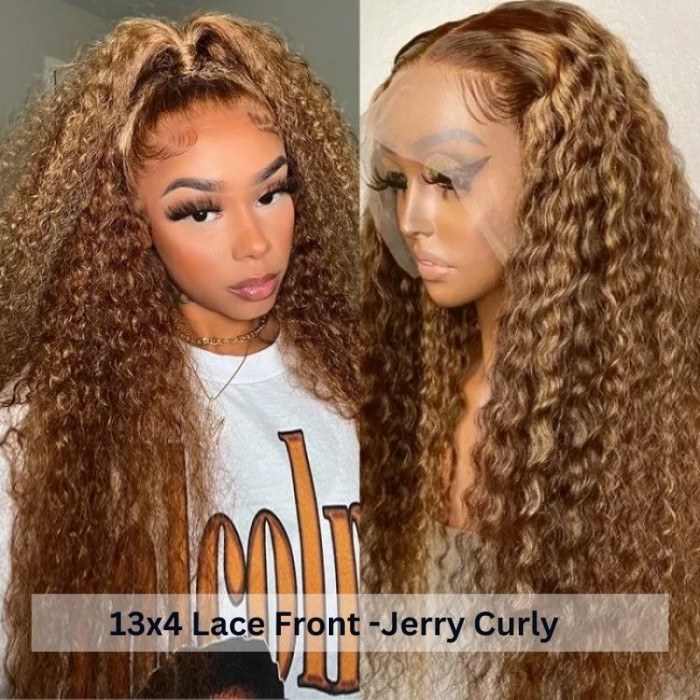 Julia Honey Blonde Water Wave Highlighted Wig X Lace Front Human Hair Wigs Pre Plucked Piano