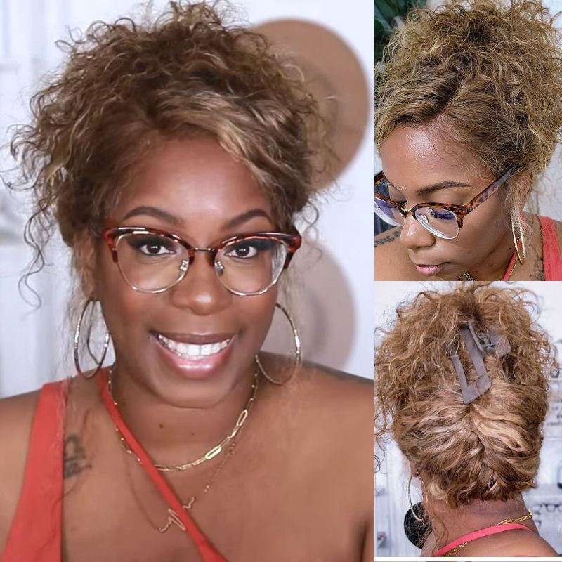 Julia Honey Blonde Water Wave Highlighted Wig X Lace Front Human Hair Wigs Pre Plucked Piano
