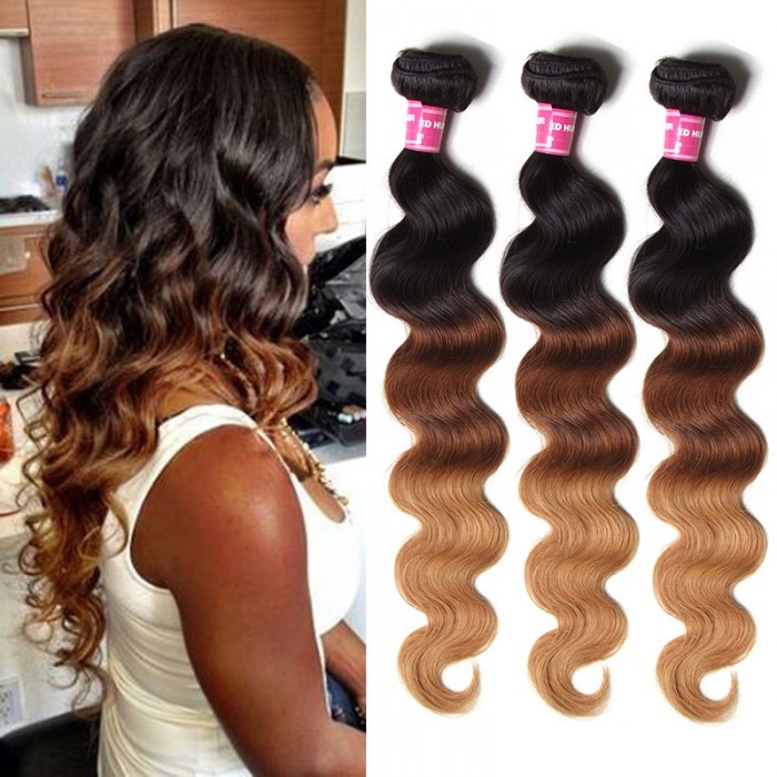 Julia Human Ombre Body Wave Brazilian Hair 3 Bundles Weave Three Tone