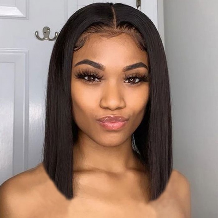 Julia Brazilian Straight Short Bob Lace Closure Wigs Quality 4x4 Lace