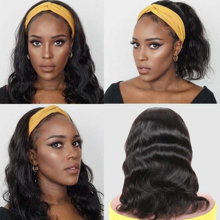 Body Wave Headband Wigs Short Bob Hair Wig For African American Women