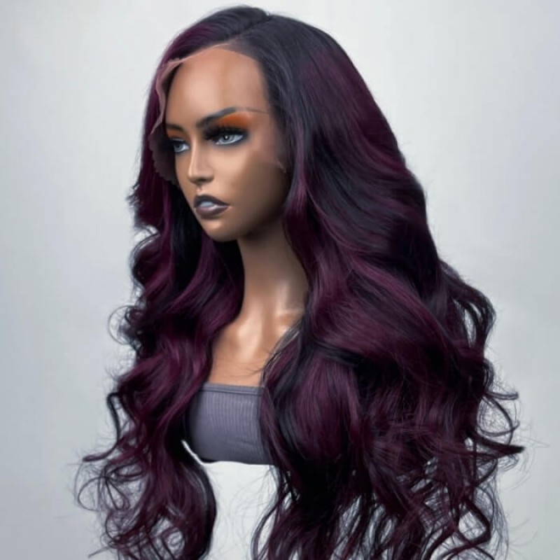 Julia Hair Dark Purple Loose Wave Colored Wig Purple Balayage