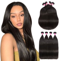 Julia 4Pcs/pack 100% Virgin Straight Brazilian Hair Bundles Human Hair Weave On Sale