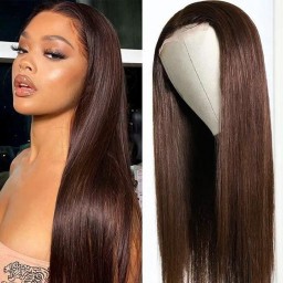 Julia Layered Cut 13x4 Lace Front Straight Wig Chocolate Brown Color Human Hair For Women