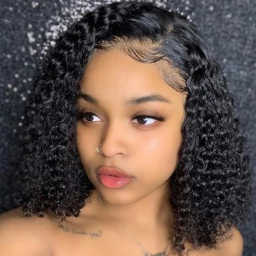Julia Hair Jerry Curly Right Side Lace Part Wigs Short Bob Human Hair Wigs