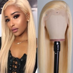 Julia 13x4 Lace Frontal Blonde Straight Human Hair Wigs Pre Plucked 10A Virgin Human Hair Wig With Baby Hair 613 Color