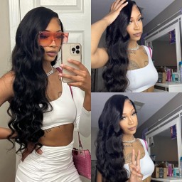 Julia 150% To 250% Density HD Lace Body Wave 5X5 Glueless Wigs 100% Human Hair Transparent Wigs Pre Plucked With Babyhair Around