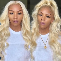 Julia 613 Color 100% Body Wave Human Hair Lace Front Wigs Pre Plucked Blonde Body Wave Hair Wigs