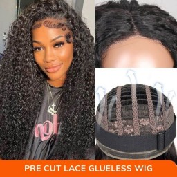 Julia Hair Affordable Jerry Curly 4x4 Lace Closure Wigs With Baby Hair Transparent Lace High Quality Air Wig Pre-Cut Lace Human Hair Wigs