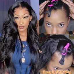 Julia Hair 250% Density Body Wave U Part Human Hair Wigs Scalp Protective And Glueless Wigs Beginner Friendly Wig