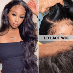 Julia 13x4 HD Lace Frontal Body Wave Glueless Wigs Pre Plucked Hair Hairline 100% Human Hair Wig