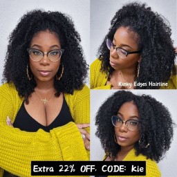 Julia Hair Healthy 4C Natural Texture Edges Kinky Curly 13x4 Lace Front Wig High Volume Glueless Human Hair Wigs With Pre-Plucked Hairline Wig For Women