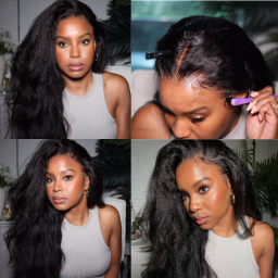 Julia Hair Affordable 13X4 Lace Front Silk Press Kinky Straight Wig Human Hair Wigs With Pre-Plucked Natural Hairline For Sale 150% Density