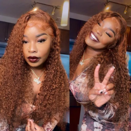 Julia #30 Ginger Color 13*4 Lace Front Wig Human Hair Jerry Curly Wig Pre Plucked Natural Hairline Wig