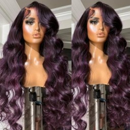 Julia Hair Smokey Deep Purple Ombre 13x4 Lace Front Body Wave Human Hair Wigs