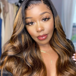 Julia Affordable Balayage Highlights 13X4 Lace Front Wig 150% Density Body Wave Transparent Lace Human Hair Wigs