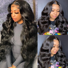 Julia Fake Scalp Body Wave Wigs Brazilian Human Hair Wigs Pre Plucked 150% Density Middle Part