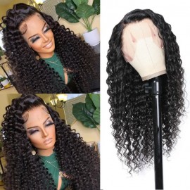 Julia Best Deep Wave 13X4 Lace Front Wigs Pre Plucked Wand Curl Human Hair Wigs With Baby Hair