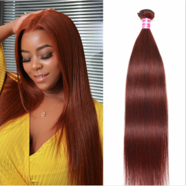 Julia Straight 1 Bundle Dark Auburn Reddish Brown Color 100% Human Hair Weave