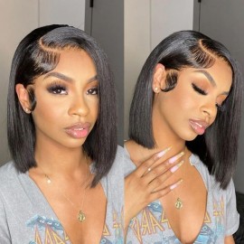Julia Hair HD Lace Wig Straight 5X5 Glueless Lace Closure Wigs 100% Human Hair Undetectable Transparent Bod Wigs Pre Plucked With Baby Hair