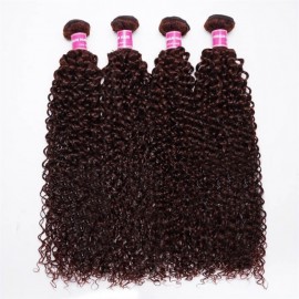Julia Affordable Virgin 4 Pcs Brazilian Curly Hair Vibrant Reddish Brown Bundles Deal