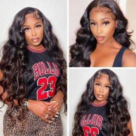 Julia Hair Affordable Body Wave 4X4 Lace Closure Wigs Pre Plucked Air Wig Human Hair Wigs 150% Density