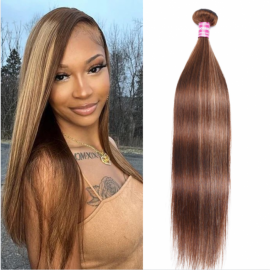 Julia Straight One Bundle Honey Blonde Highlight Color 100% Human Hair Weave