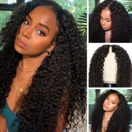 Julia Hair Glueless V Part Jerry Curly Wigs Upgrade U Part Human Hair Wigs Beginner Friendly Machine Made Wigs