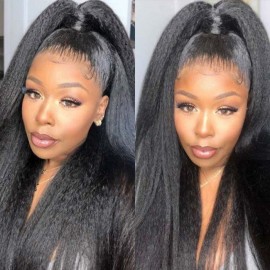 Julia Hair Affordable Kinky Straight 13x6 Lace Front Human Hair Wig For Women 150% Density