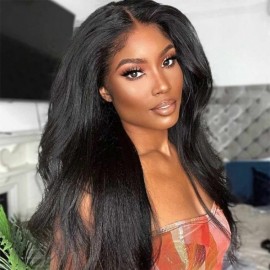 Julia Affordable Kinky Straight 13x6 Lace Front Human Hair Wig For Women 150% Density