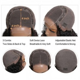Julia Hair Affordable Yaki Kinky Straight 4*4 Lace Closure Wig Remy Human Hair Wig Air Wig with Breathable Cap 150% Density