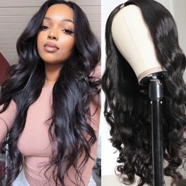 Julia Hair Affordable Body Wave U Part Human Hair Wigs Scalp Protective And Glueless Wigs 150% Density