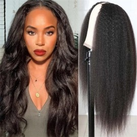 Julia Hair Glueless Kinky Straight V Part Wig Upgrade U Part Human Hair Wigs Beginner Friendly Machine Made Wigs