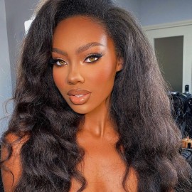 Julia Hair Affordable Kinky Straight 13x6 Lace Front Human Hair Wig For Women 150% Density