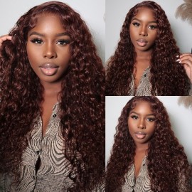 Julia Reddish Brown 13x4 Lace Front Wig Curly Hair For Women