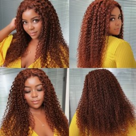Julia Jerry Curly Reddish Brown Color Bundles 33B Dark Auburn 3pcs Bundles Soft Virgin Human Hair Extension