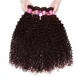 Julia Auburn Reddish Brown Jerry Curly Remy Human Hair 4 Bundles With Closure Deal