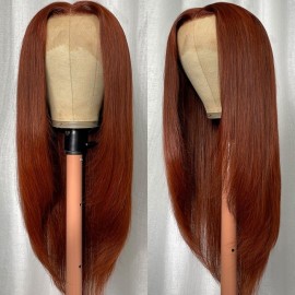 Julia Feathered Layered Cut Reddish Brown 13x4 Lace Front Straight Human Hair Wig