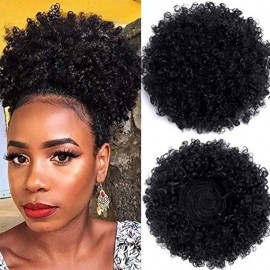 Julia Afro Puff Kinky Human Hair Drawstring Ponytail Extension For Women Flash Sale
