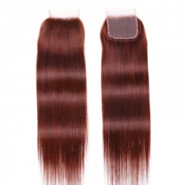 Julia Straight 4x4 Swiss Lace Closure 33B Reddish Brown Color 100% Human Hair One Piece