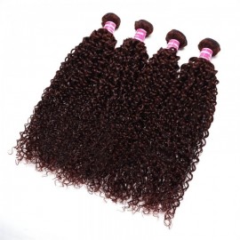 Julia Affordable Virgin 4 Pcs Brazilian Curly Hair Vibrant Reddish Brown Bundles Deal