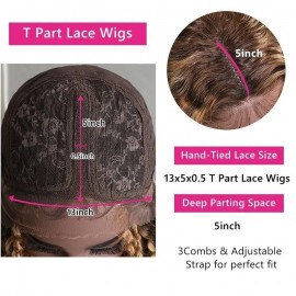 Julia Hair Affordable Ombre Highlight Jerry Curly 13x5 T Middle Part Lace Front Wigs Bouncy 100% Virgin Human Hair Wigs