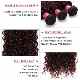 Julia Jerry Curly 1 Bundle Dark Auburn Reddish Brown Color 100% Human Hair Weave