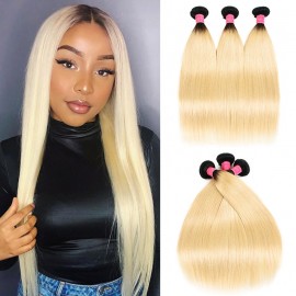 Julia Hair 1B/613 Ombre Straight Bundles 100% Brazilian Human Hair 3 Pcs/Pack Cheap Ombre Straight Hair Weaves
