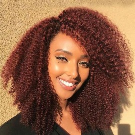 Julia Hair Pre-Cut Lace Wig 4C Afro Kinky Curly Reddish Brown Color 13x4 Lace Frontal Human Hair Wig