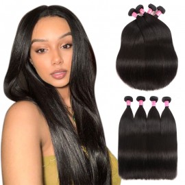 Julia 4Pcs/pack 100% Virgin Straight Brazilian Hair Bundles Human Hair Weave On Sale