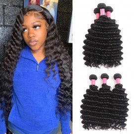 Julia Best Virgin Remy Deep Wave Indian Hair 3 Bundles Human Hair Weave