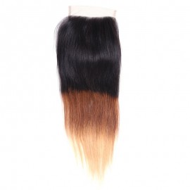 Julia Straight Human Hair Lace Closure 1B/4/27 Color 1 Piece 4x4 Ombre Ginger Lace Closure
