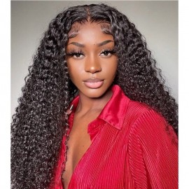 Julia Curly13x4 Transparent Lace Front Human Hair Wigs With 4*0.75 Lace Part Wigs Pre Plucked Best Brazilian Human Hair Wigs For Women