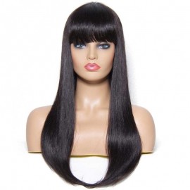 Julia Long Straight Human Hair Wig With Bang Quality Brazilian Real Human Hair Wig